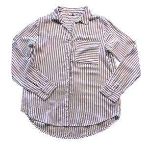 BeachLunchLounge Striped Button‎ Down Shirt Women's Small Collared Pocket